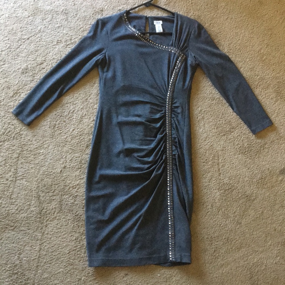 Cache Jewel Design Zipper Back Evening Dress